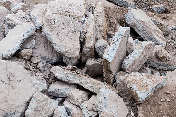 Broken concrete chunks in a pile