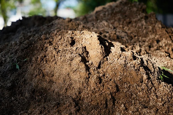 Pile of dirt with the sun shining on it