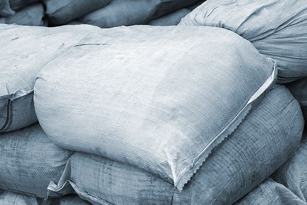 Pile of filled sand bags